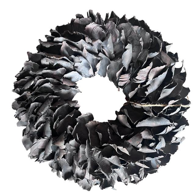 Krans palm petal wreath dark grey wash. afbeelding 1