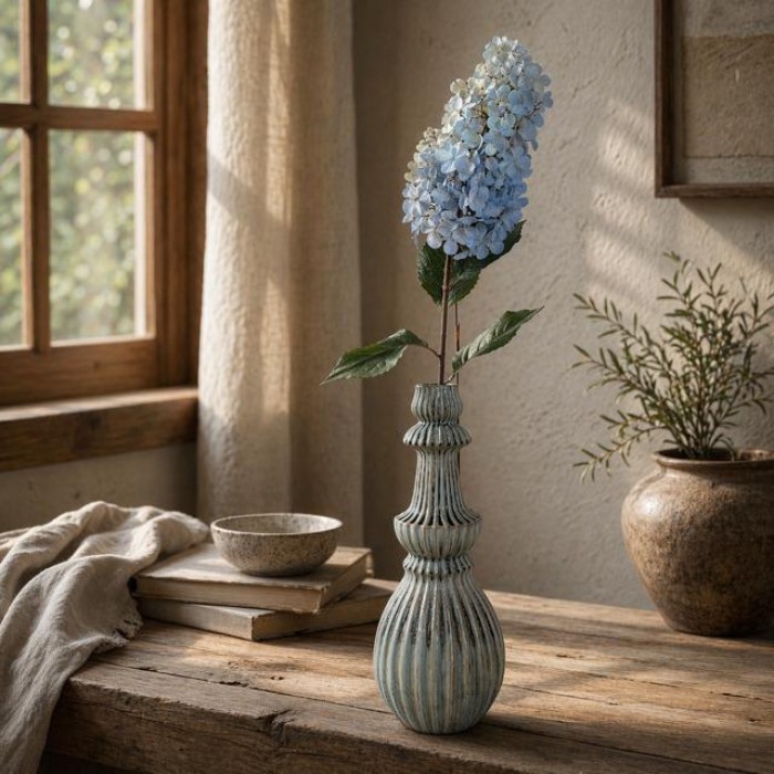 Pluimhortensia blauw.